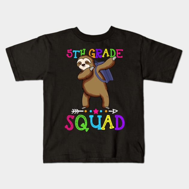 Sloth Team 5th Grade Squad Teacher Back To School Kids T-Shirt by kateeleone97023
